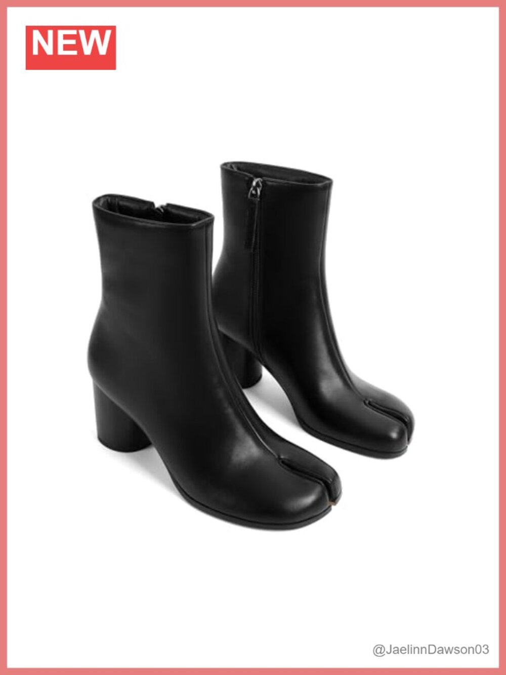 Women's Split Toe Tabi Ankle Boots Faux Leather Chunky Block Heel Booties Zip